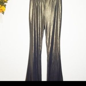 Gold Shiny Stretchy flare Pants